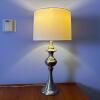 Brushed Metal Table Lamp with White Drum Shade