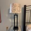 Allen + Roth Table Lamp With Black Metal Base And White Script Fabric Shade (1 of 2)