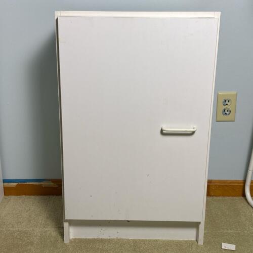 Small White Storage Cabinet with Adjustable Shelf