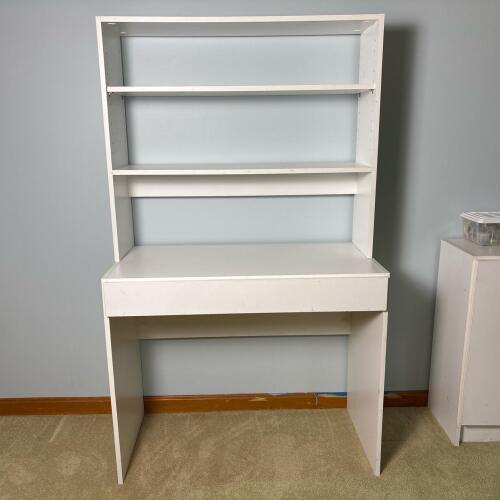 Techline White Desk with Shelving Unit