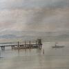25"x21" Watercolor Lakeside Landscape Wall Art, Signed H. Rohrer - 5
