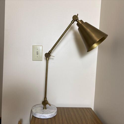 Adjustable Metal Desk Lamp with White Marble Base
