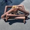 Large African Folk Art Hand-Carved Wooden Seated Tribal Figure with Braided Hair - 8