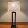 Allen + Roth Table Lamp With Black Metal Base And White Script Fabric Shade - 2