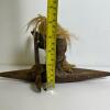 Hand-Carved Wooden Tribal Canoe Figurine with Natural Fiber Accents - 5