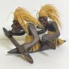Hand-Carved Wooden Outrigger Canoe Sculpture