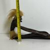Hand-Carved Wooden Tribal Figure Statue Fiber Hair & Skirt - 5