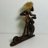 Hand-Carved Wooden Tribal Figurine Riding Bicycle - 2
