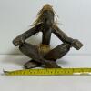 Hand-Carved Wooden Tribal Figure With Fiber Skirt and Hair - 4