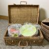 Wicker Picnic Basket Set &ndash; Rectangular & Oval Baskets with Plastic Picnic Tableware - 2