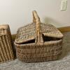 Wicker Picnic Basket Set &ndash; Rectangular & Oval Baskets with Plastic Picnic Tableware - 5