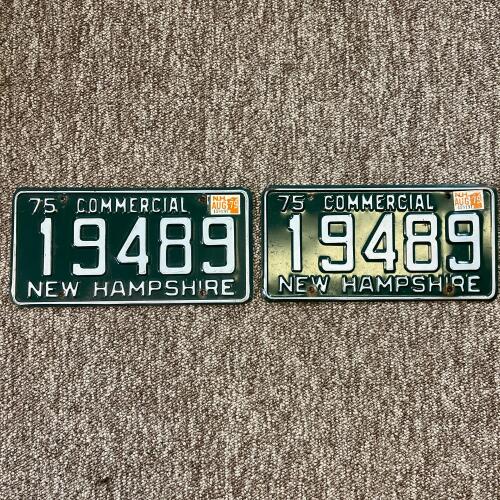 Pair Of Collectible Vintage 1975 New Hampshire Commercial License Plates