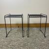 Pair of Black Metal Grid Wire Plant Stands - 2