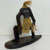 Hand-Carved Wooden Tiki Surfer Figurine with Natural Fiber Accents - 2