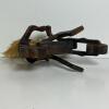 Hand-Carved Wooden Chopper Motorcycle Rider Figurine with Fiber Hair and Skirt - 3