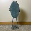 Whimsical Metal Frog Garden Sculpture With Blue-Green Patina And Glass Eyes - 2