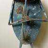 Whimsical Metal Frog Garden Sculpture With Blue-Green Patina And Glass Eyes - 3