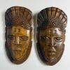 Pair of Benin-Style Carved Wooden Tribal Wall Masks