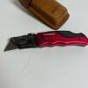 Red Husky Folding Lock-Back Utility Knife with Leather Sheath - 2