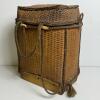 Hand-Woven Wicker Pack Basket with Lid and Braided Rope Straps - 2