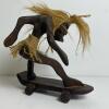 Hand-Carved Wooden Skateboarder Figurine - 2