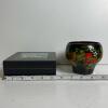 World Collectibles Lot- Russian Lacquer Box, Khokhloma Bowl, Indian Brass Cup, And Textile Box - 13
