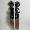 Hand-Carved Double Figure Motif Ghanaian Wooden Comb - 4