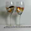 Pair of Decorative Wine Glasses With Abstract Orange & Yellow Design - 2