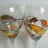 Pair of Decorative Wine Glasses With Abstract Orange & Yellow Design - 3