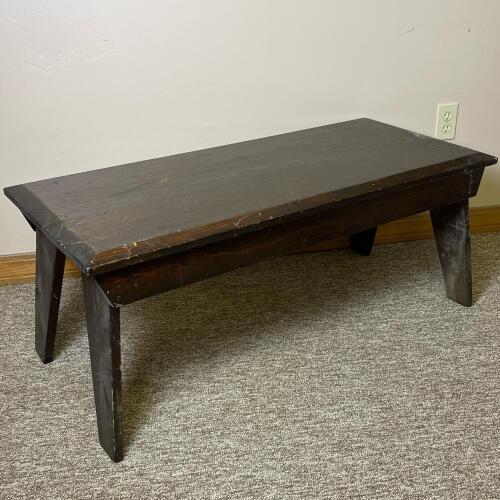 1940 "Hiller" Handcrafted Dark Finish Wooden Rustic Bench/Table