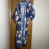 Traditional Blue Floral Fan Patterned Japanese Yukata Robe