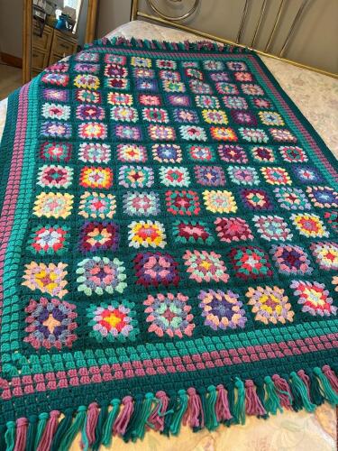 Handmade Crochet Granny Square Afghan Blanket
