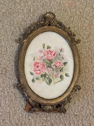 4" x 6.5" Small Watercolor Floral Painting P. Michaels