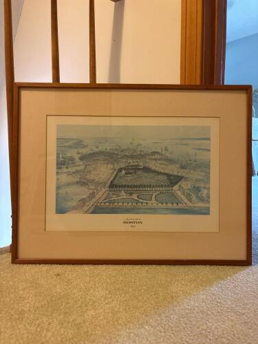 24.5" x 18.5" Framed Bird&rsquo;s Eye View of Boston 1850 Map Print