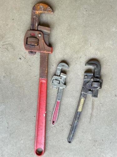 Set of Vintage Pipe Wrenches - Billings Stillson, Oswego, & Unmarked