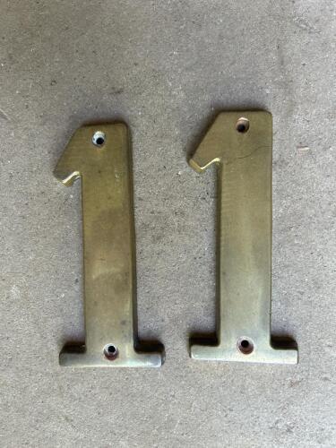 Pair of Solid Brass Address Numbers "1" with Pre-Drilled Holes