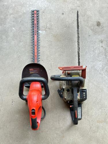 Echo Gas Chainsaw & Black & Decker 22" Electric Hedge Trimmer