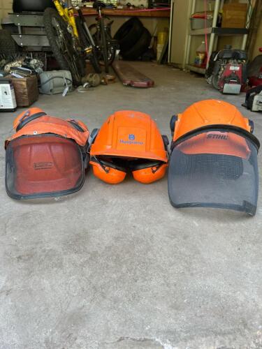 Stihl, Husqvarna & Tilton Forestry Safety Helmets with Mesh Visor and Ear Muffs