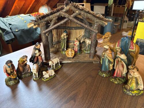Vintage German Hand-Painted Nativity Set