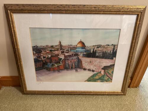 23"x18" Framed Lavi Group Jerusalem Silk Art Print