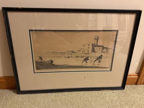 21"x16" Framed Waterfront Artwork by W. Doughty