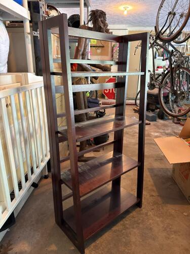 Folding Wooden Bookshelf with 4 Shelves