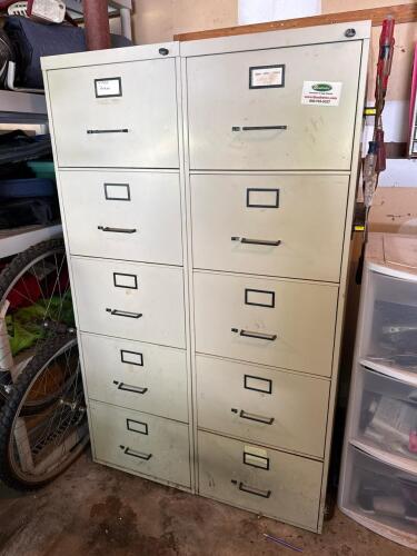 Two 4-Drawer Vertical Metal Filing Cabinets With Contents
