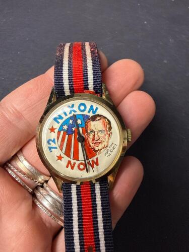 1972 Nixon Now Campaign Watch Right Time Inc