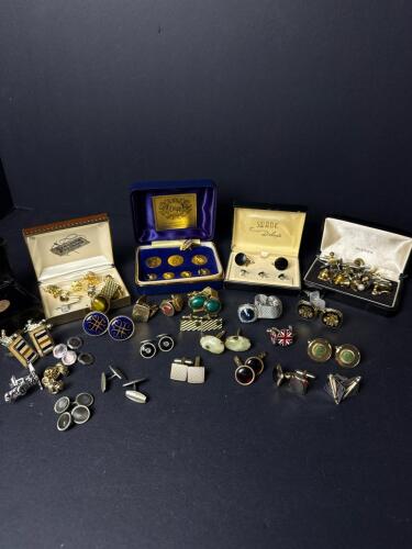 Large Vintage Cufflink & Stud Collection w/ Swank, Chipp, and Hickok