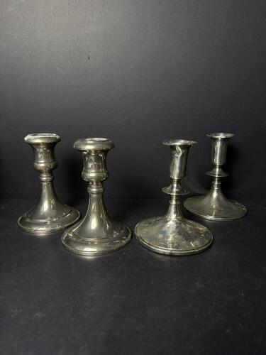 One Pair of Sterling (509 Grams) and One Pair of Godinger Candle Stick Holders