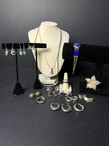 Sterling Silver and Unmarked Jewelry Lot