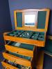 Wooden Jewelry Armoire with Mirror, Drawer Dividers, and Assorted Costume Jewelry - 2