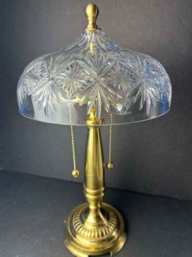 Gorgeous WATERFORD Crystal & Brass 19" Desk Lamp