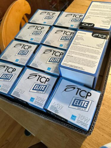 Box of TCP Elite LED Bulbs